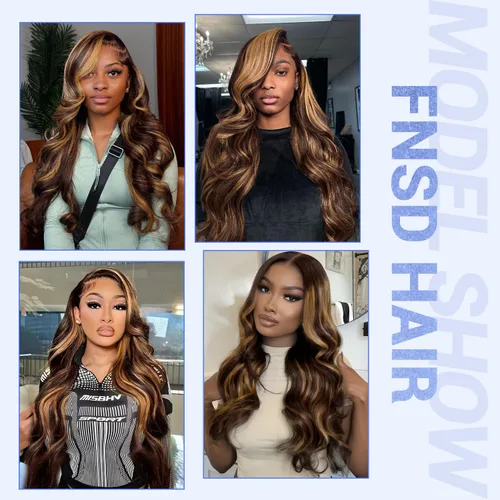 Vista 5 de 13x6 Honey Blonde Ombre Lace Front Wigs Human Hair Highlight Wig