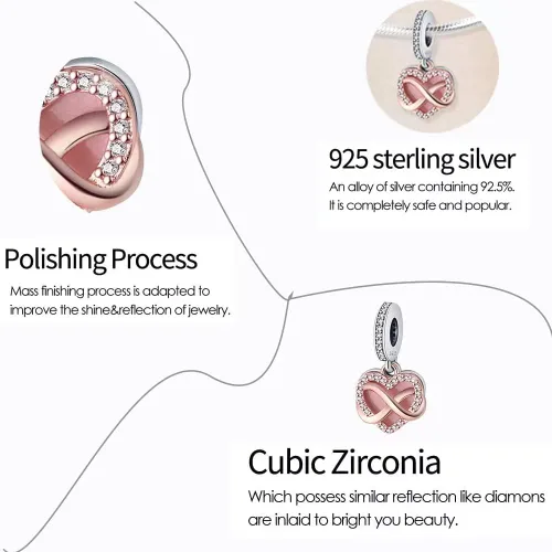 Vista 4 de Abalorios de plata de ley 925 para pulseras Pandora, regalos de joyería para mujer y niña.