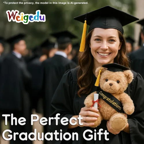 Vista 2 de WEIGEDU Oso de peluche de regalo de graduación con gorra, banda y diploma, regalo de graduación para niños, estudiantes, niños y niñas, 12 pulgadas
