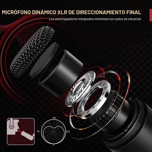 Vista 2 de FIFINE K669D XLR Micrófono Dinámico Metal para Vocal, Grabación