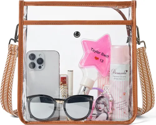Vista 16 de Bolso Cruzado Transparente Bluome para Eventos en Estadios 12 x 6 x 12, Bolsos Cruzados Transparentes para Mujeres, Aprobado para Conciertos