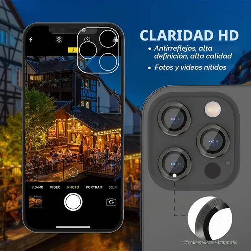 Vista 5 de CloudValley Protector de lente de cámara para iPhone 13 Pro - iPhone 13 Pro Max, película de vidrio templado, cubierta protectora de lente de Grafito