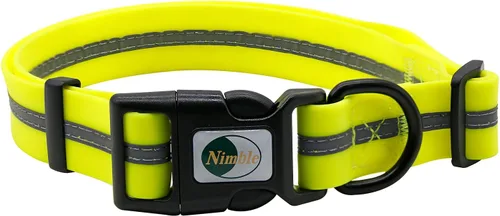 Vista 17 de NIMBLE Collar de perro impermeable para mascotas, ajustable, reflectante, duradero, flexible, de nailon con revestimiento de polímero, collares