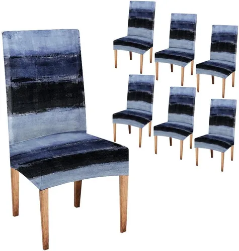 Vista 74 de TOMWISH Juego de 2 fundas para sillas de comedor, color turquesa y gris, fundas elásticas para sillas Parsons, de elastano, lavables, protectores