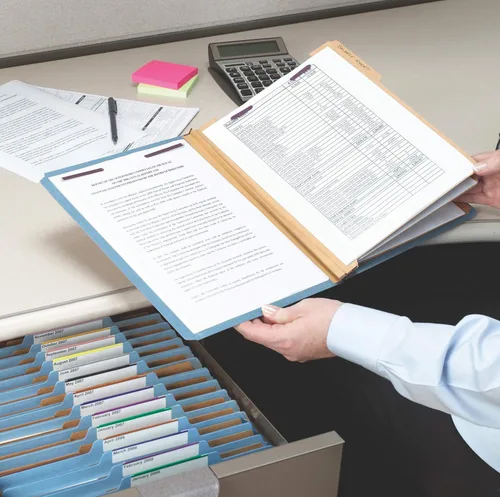 Vista 2 de Smead Carpeta de archivos de clasificación de cartón prensado con sujetadores SafeSHIELD, 3 divisores, expansión de 3 pulgadas, tamaño legal, azul