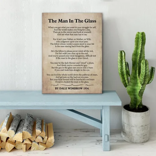 Vista 5 de Lienzo impreso con texto en inglés «The Man in the Glass Poema», arte de pared para decoración del hogar, When You Get What You Want in Your