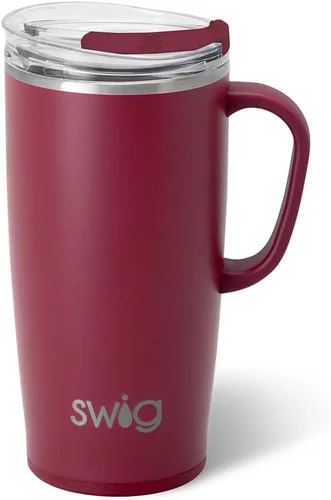 Vista 6 de Swig Life - Taza de viaje de 18 onzas, vaso con aislamiento con asa y tapa, apto para portavasos, apto para lavavajillas, de acero inoxidable, taza