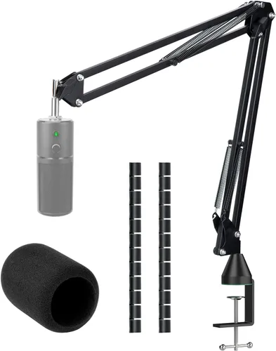 Vista 11 de Para Razer Seiren X Boom Arm, soporte de micrófono resistente con cubierta de espuma y adaptador, brazo de micrófono compatible con Blue Yeti