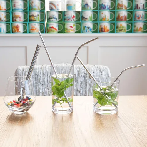Vista 5 de Youngever Pajitas reutilizables de acero inoxidable, con 2 popotes extra anchos para batidos y té de burbujas, bolsa para llevar, vasos de 20 onzas