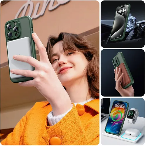 Vista 637 de TOCOL Funda para iPhone 11, compatible con Magsafe, protección completa de cámara, imanes integrados, protección contra caídas, funda translúcida