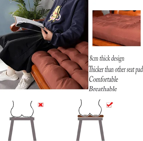Vista 7 de Cojín de banco grueso de 2 o 3 plazas, cojín rectangular para silla de jardín, cojín de asiento para interiores y exteriores, cojín de asiento