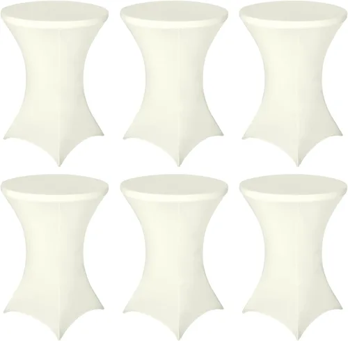 Vista 36 de FestiCorp Mantel de Mesa Negro de Spandex, Manteles Ajustados para Cóctel, Manteles Elásticos Redondos para Mesa Alta para Fiestas, Bar, Bodas