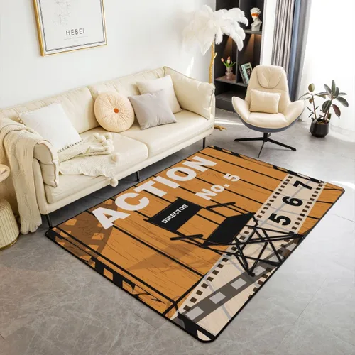 Vista 36 de Homewish Alfombra antideslizante de cine de teatro, alfombra de película retro con palomitas de maíz para interiores, alfombra de entrada, noche