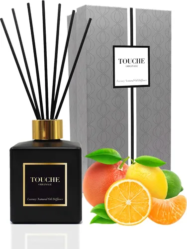 Vista 10 de Touche - Difusor de caña natural de lujo. Fragancia perfumada para el hogar de larga duración. Aceite esencial natural sin alcohol. Botella de Higo