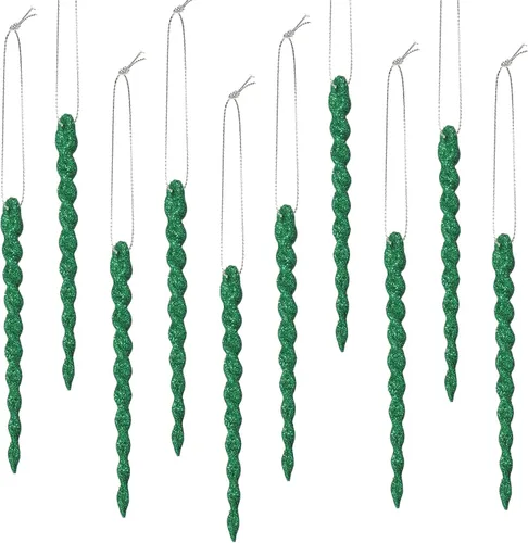 Vista 38 de 30 piezas de carámbanos de plástico trenzados para árbol de Navidad; adornos colgantes para árbol de Navidad, fiesta de Navidad, boda, fiesta