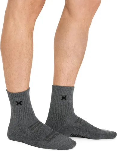 Vista 5 de Hurley Men's 8 Pack Sport Cushioned High Quarter Crew Socks Avena/Gris Brezo/Negro