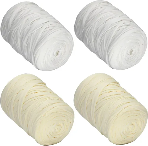 Vista 11 de 400g de hilo de tela elástica para tejer con ganchillo para DIY, 119 metros de hilo de espagueti grueso para tejer para proyectos de bolso, cesta