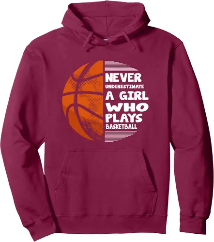 Vista 6 de Hoops Girls Never Underestimate A Girl Who Plays Basketball Sudadera con capucha, Negro