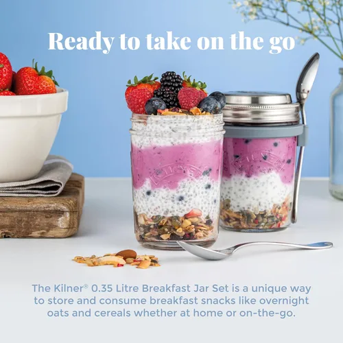 Vista 5 de Kilner 0025.899 - Juego de tarros de desayuno, 0,35 litros