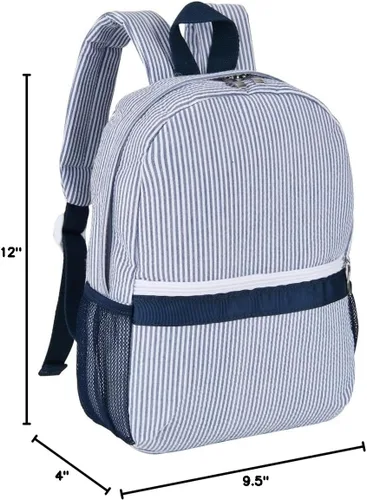 Vista 7 de Mochila ligera para niños pequeños, mochila preescolar de sirsaca para niños, bonita mochila plisada para jardín de infantes, pequeña, marino