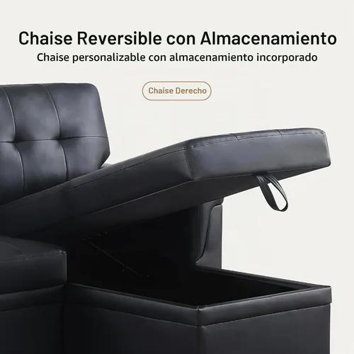 Vista 4 de Lilola Home Lucca - Sofá cama modular reversible de 84 pulgadas con cama Negro