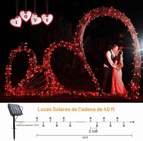 Vista 8 de 2 Pack de luces solares de Navidad para exteriores, tira de luces solares de 80 pies con 240 LED para exteriores, impermeables, 8 modos de luz