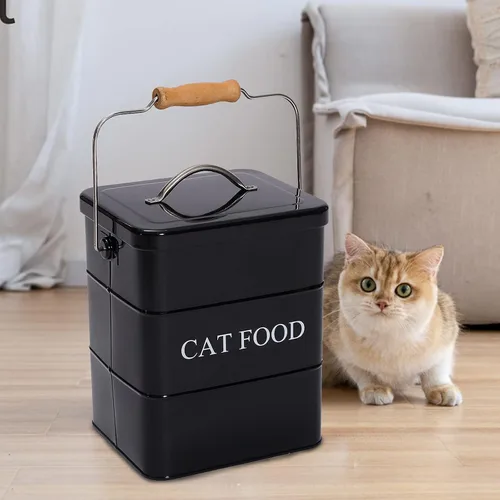 Vista 5 de Contenedor de almacenamiento de alimentos para gatos con tapa incluida – Contenedor de comida para gatos de granja perfecto para encimera de cocina