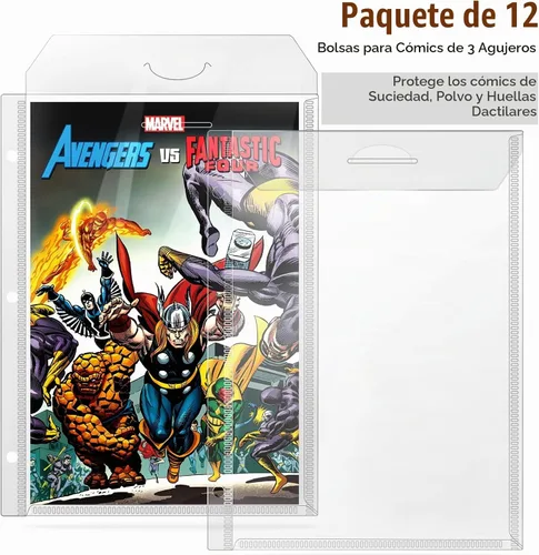 Vista 2 de Bolsas para cómics, fundas para encuadernación de cómics, paquete de 12 bolsas protectoras para cómics 12 fundas para carpeta