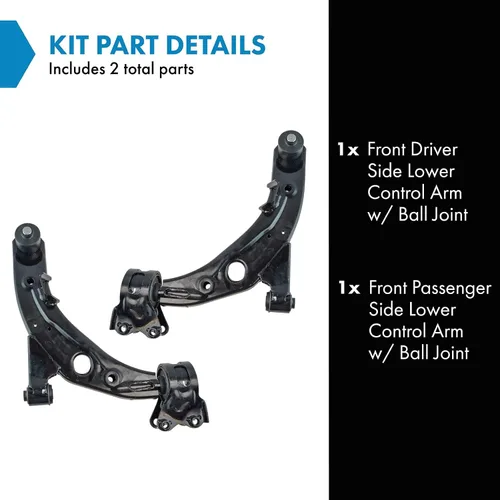 Vista 359 de Conjunto de Brazo de Control Inferior Delantero y Junta Esférica TRQ para Lado del Conductor y del Pasajero 2 Piezas Compatible con Ford Mustang GT
