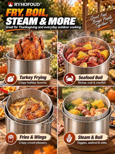 Vista 6 de OT-3016 Turkey Fryer Pot,30QT Turkey Fryer & 10QT Fish Fryer Kit