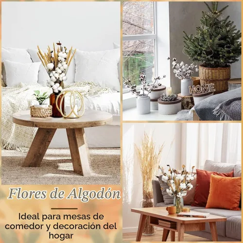 Vista 6 de Tallew 24 piezas de flores de algodón artificial de 17.7 pulgadas, tallos de algodón artificial con tallos de trigo seco en la cabeza, ramo de trigo