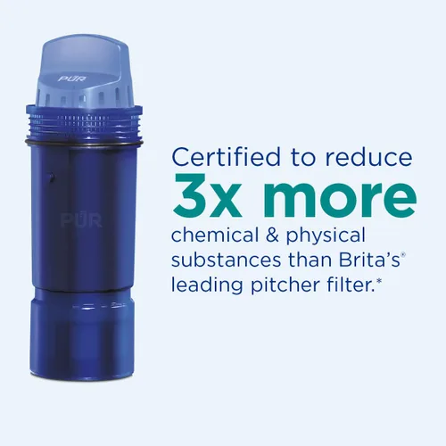 Vista 6 de PUR Jarra de filtro de agua de 7 tazas con 1 filtro PUR original, filtración potente 3 en 1, sin BPA, apta para lavavajillas, humo, PPT710BA