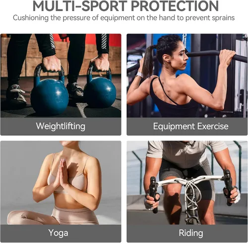 Vista 6 de Guantes de entrenamiento para hombres y mujeres, guantes de levantamiento de pesas antideslizantes con absorción de golpes, guantes de gimnasio
