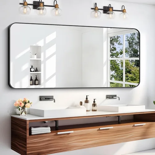 Vista 23 de DESBING 16"x20" Bathroom Mirror for Over Sink, Black Framed Wall Mirror Negro