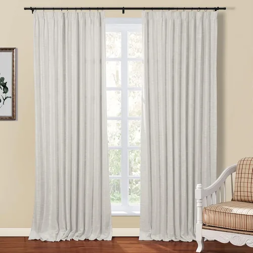 Vista 27 de TWOPAGES Cortina de Pliegues Pellizco Beige para Sala de Estar de 84 Pulgadas de Largo, Panel de Cortina de Ventana de Doble Capa Oscurecedora