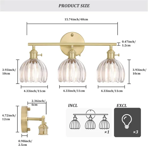 Vista 54 de Shenmoyl Lámparas de baño, lámpara de pared de 2 luces para tocador sobre espejo con pantalla de vidrio tulipán blanco para dormitorio, sala