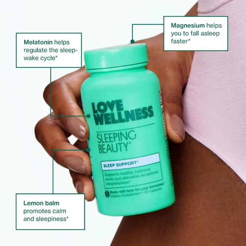Vista 4 de Love Wellness Sleeping Beauty Apoyo para dormir con melatonina, magnesio y L-teanina Promueve el sueño reparador, la relajación y la calma