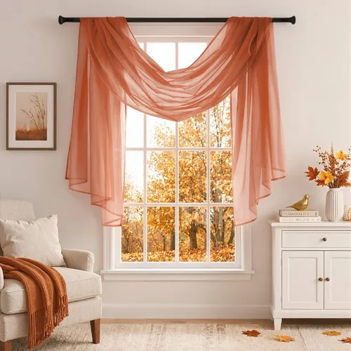 Vista 19 de MIULEE Cenefa Beige para Ventana para Fiesta - Cortina Transparente Cenefa Superior Tratamiento de Ventana Cortinas Decorativas para Arco de Boda