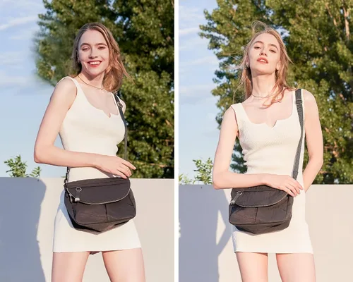 Vista 2 de Bolso cruzado para mujer, bolsa de festival para toda la noche, con correa ajustable, bolso de nailon para viajes, trabajo, casual, al aire libre
