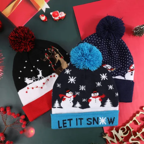 Vista 6 de Luz LED para arriba gorro de punto, gorro colorido LED Navidad Navidad