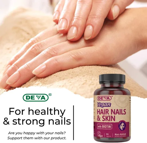 Vista 5 de DEVA Vitaminas y minerales veganos para el cabello, las uñas y la piel con biotina, suplemento, 90 tabletas