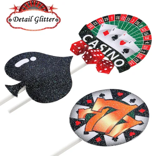 Vista 6 de 58 decoraciones de fiesta de póquer de casino, guirnalda de pancarta de cumpleaños con temática de póquer, globos de aluminio, pompones de nido