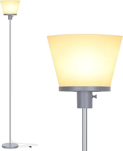 Vista 8 de Lámpara de pie para Dormitorio, Lámpara de pie dorada con pantalla de plástico blanco, Lámparas de pie modernas y altas, lámpara de pie brillante
