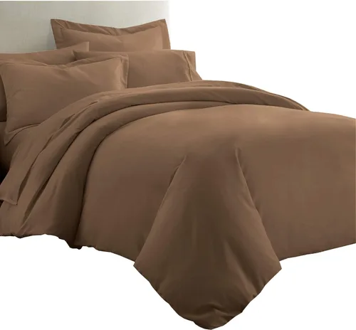 Vista 11 de Royal Tradition Juego de ropa de cama de viscosa de bambú sólido de 7 piezas, funda de edredón y fundas de almohada con sábanas, color beige