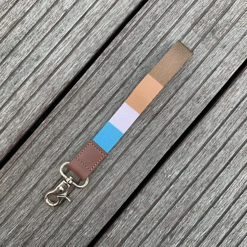 Vista 6 de Cordón de muñeca para llaves, lindo muñequero de mano para hombres, correa de llave de coche, llavero para teléfono celular, tarjetas de Azul Marrón