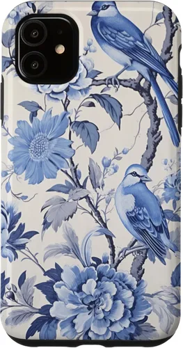 Vista 8 de Chinoiserie Floral Toile Blue and White Case for iPhone 16