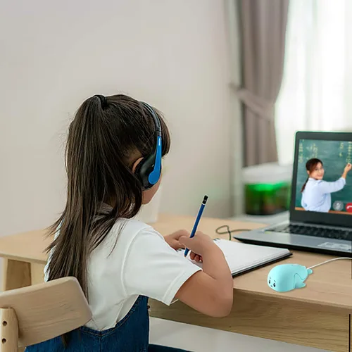 Vista 3 de elec Space Ratón con cable, lindo animal con forma de delfín, ratón óptico con cable USB para computadora de escritorio, laptop, 3 botones, cable