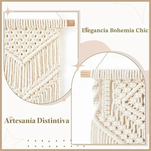 Vista 4 de Dahey 2 piezas pequeñas de macramé para colgar en la pared, 2 tamaños