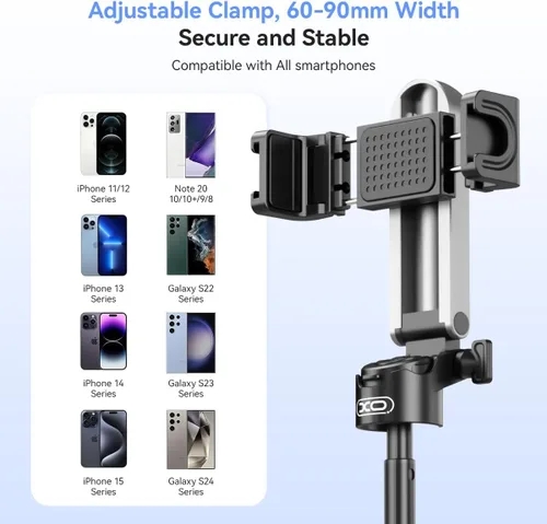 Vista 6 de Mini trípode retráctil para teléfono celular, trípode portátil para selfie stick de viaje con soporte para teléfono celular de control remoto