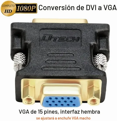Vista 7 de DTech DVI macho a VGA hembra adaptador de alta velocidad DVI-I24+convertidor de 5 puertos para HDTV, plasma, DVD y proyector